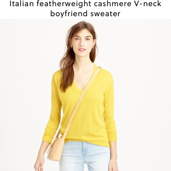 J Crew Featherweight Cashmere Sweater: Sweet Lemon - Picture 1 of 4